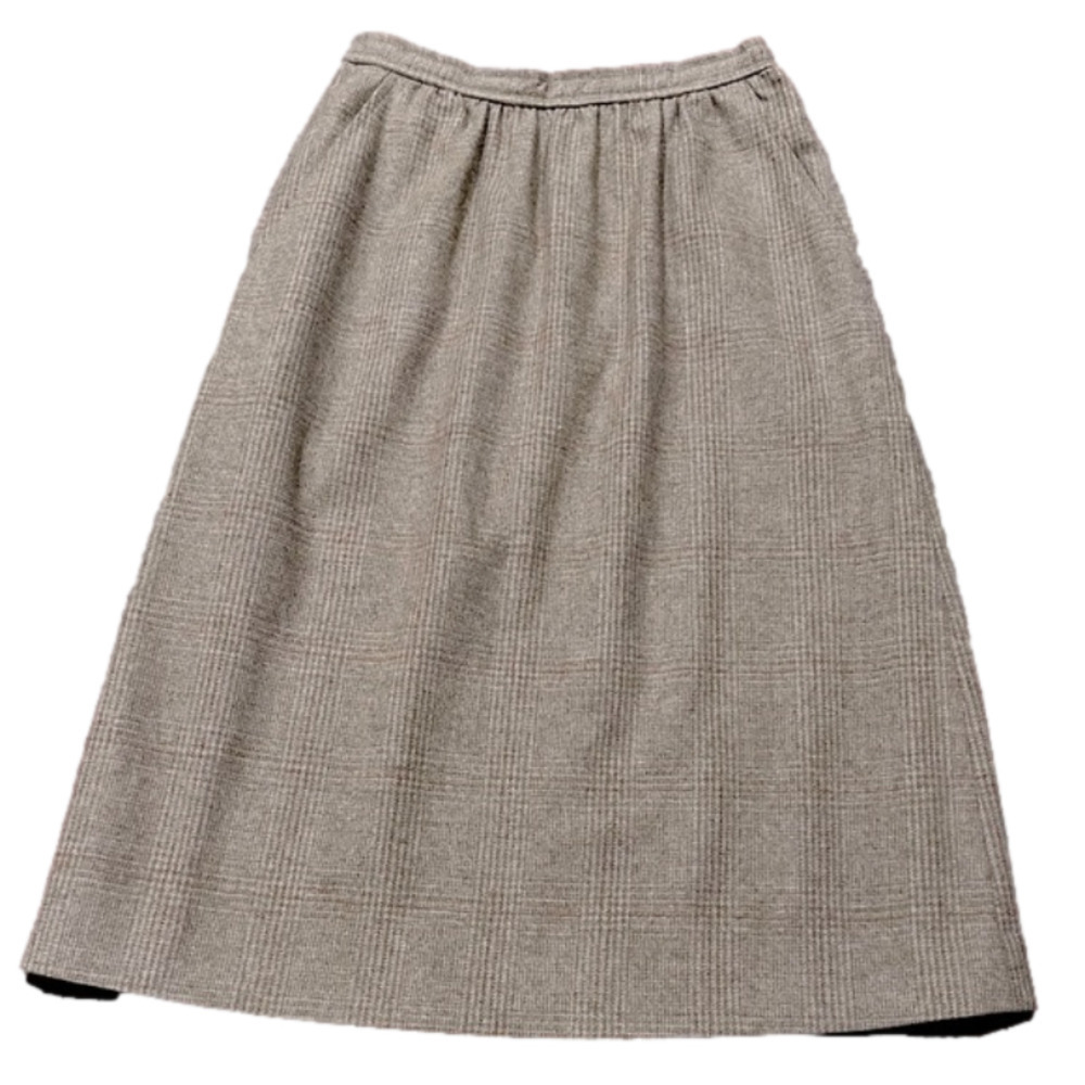 Vintage Evan-Picone Brown Tweed Wool Midi Skirt - Size 8